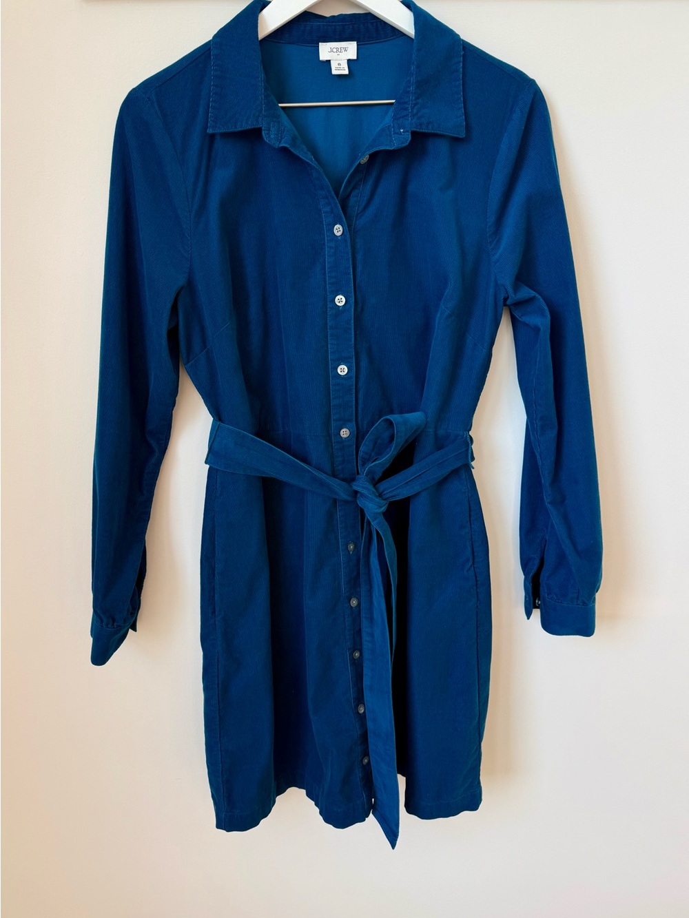 J. Crew Button-Up Shirt Dress with Self Tie Size 8